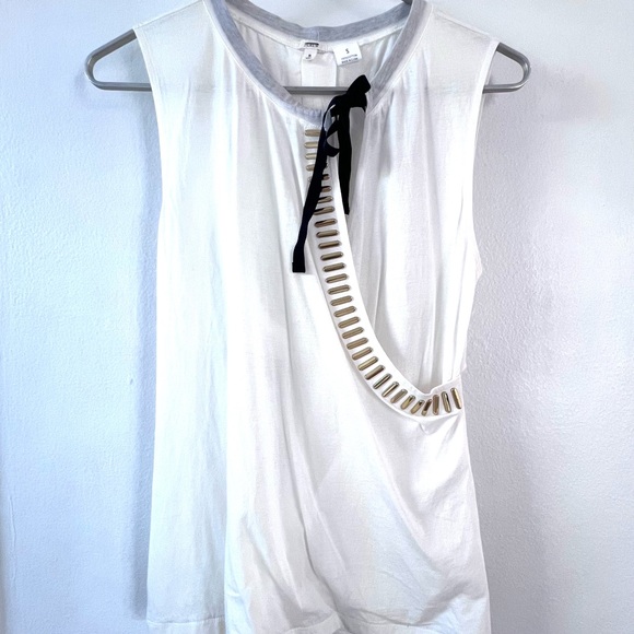 J. Crew Light knit sample shirt small with tie, gold bars and twisted back Small - Picture 1 of 10